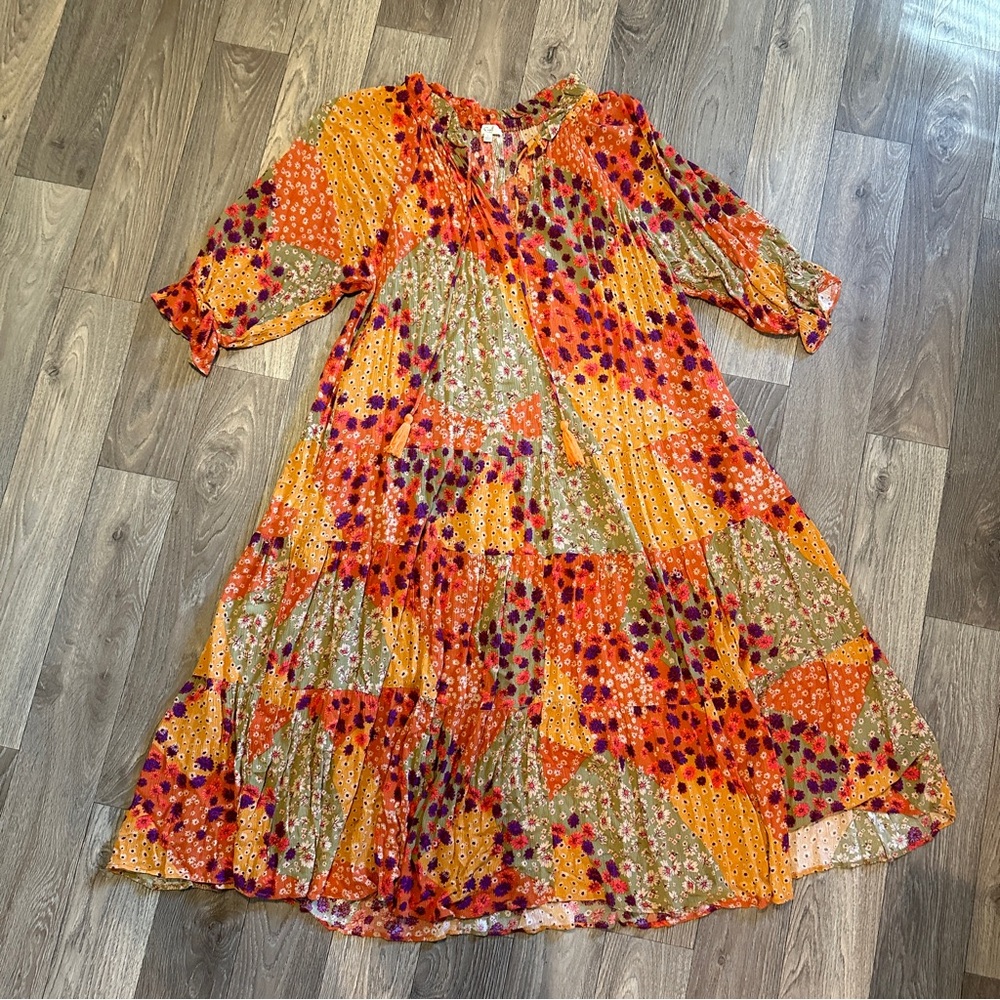 Easel Multicolor Patchwork Maxi Dress